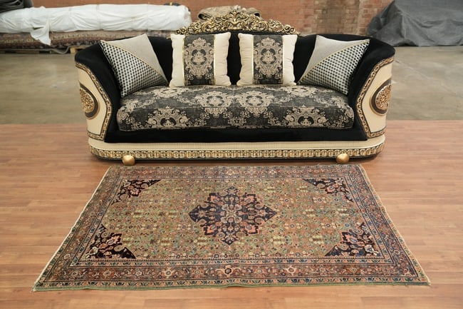 Green Antique Wool Sultanabad Persian Rug 4x6 - 4
