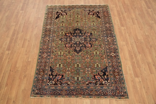 Green Antique Wool Sultanabad Persian Rug 4x6 - 5