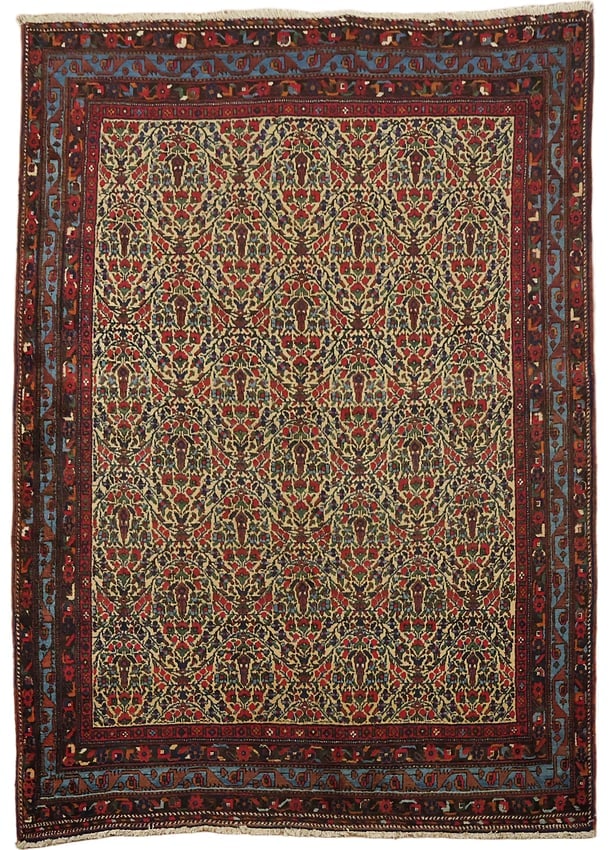Antique Bakhtiari Persian Wool Rug 5x6 (1 of 17)