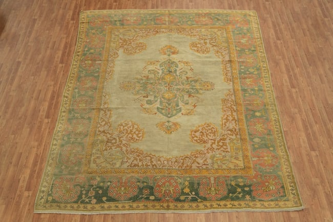 Pre-1900 Antique Vegetable Dye Oushak Turkish Rug 10x12 - 3