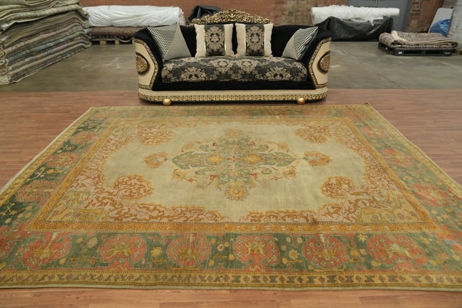 Pre-1900 Antique Vegetable Dye Oushak Turkish Rug 10x12 - 4