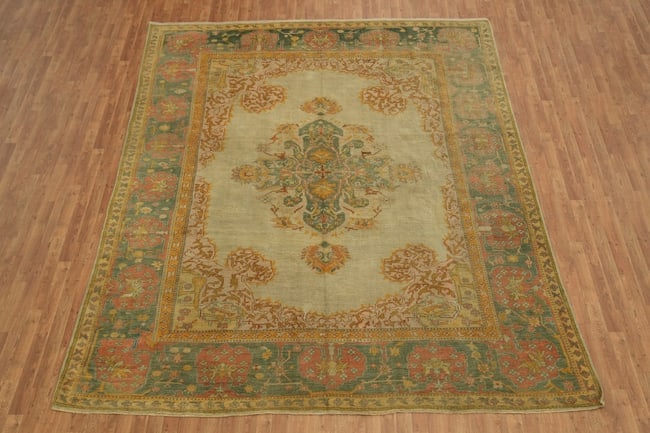 Pre-1900 Antique Vegetable Dye Oushak Turkish Rug 10x12 - 5
