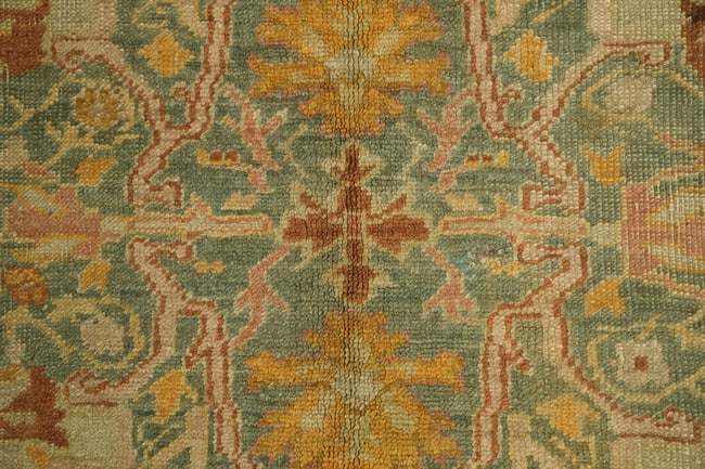 Pre-1900 Antique Vegetable Dye Oushak Turkish Rug 10x12 - 7
