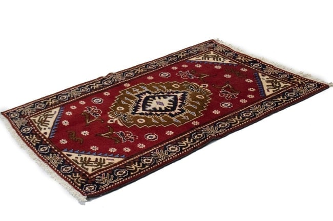 Vintage Red 3X4 Hamedan Persian Rug - 11