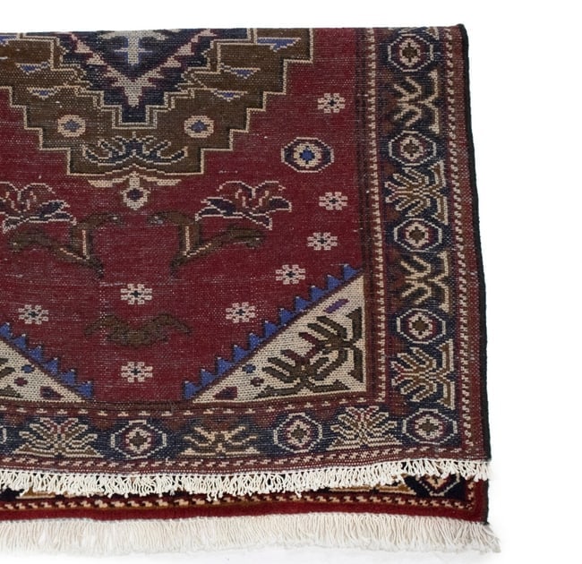 Vintage Red 3X4 Hamedan Persian Rug - 13