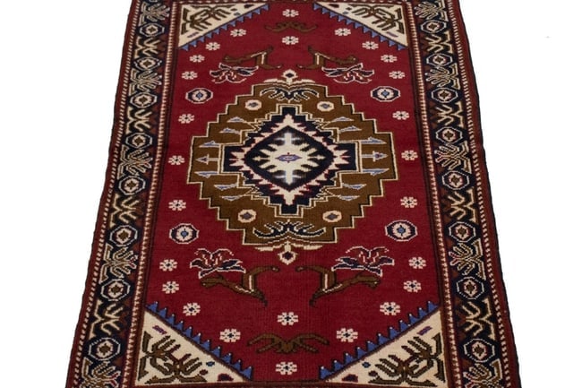 Vintage Red 3X4 Hamedan Persian Rug - 4