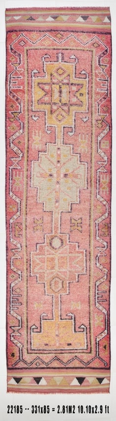 2'9'' x 10'10'' Handmade Vintage Wool Patchwork Rug - 22185 (1 of 20)