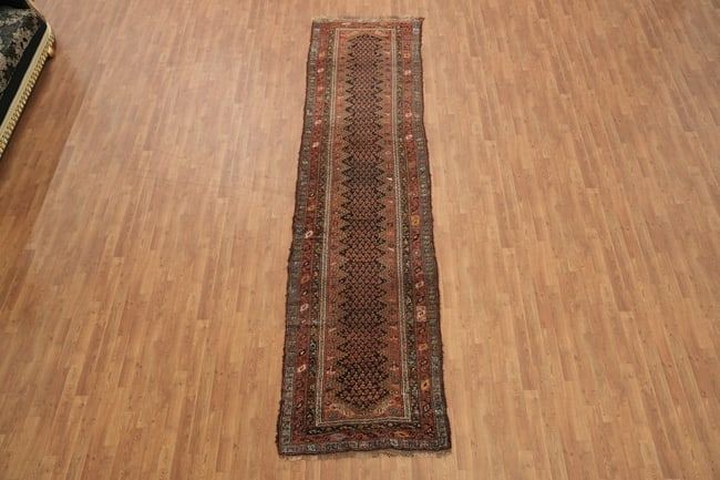 Pre-1900 Antique Heriz Persian Runner Wool Rug 3x13 - 3
