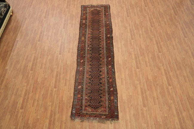 Pre-1900 Antique Heriz Persian Runner Wool Rug 3x13 - 5