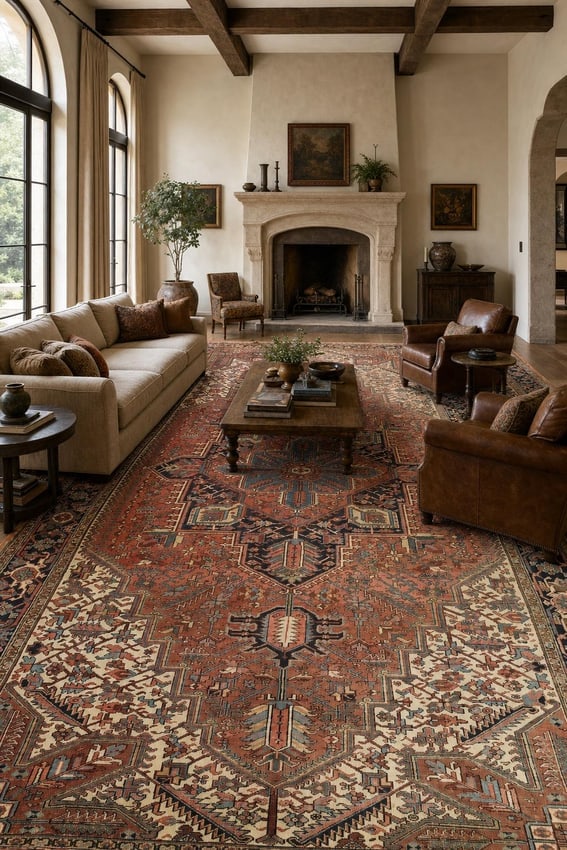 Antique Geometric Heriz Persian Large Rug 10x19 - 3