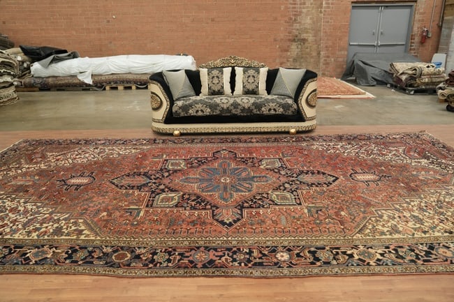 Antique Geometric Heriz Persian Large Rug 10x19 - 5