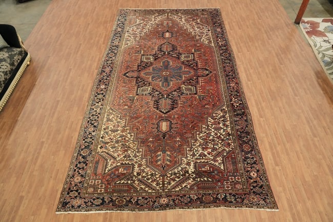 Antique Geometric Heriz Persian Large Rug 10x19 - 6