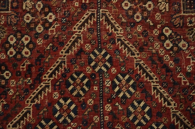 Pre-1900 Antique Qashqai Persian Rug 4'x6' - 11