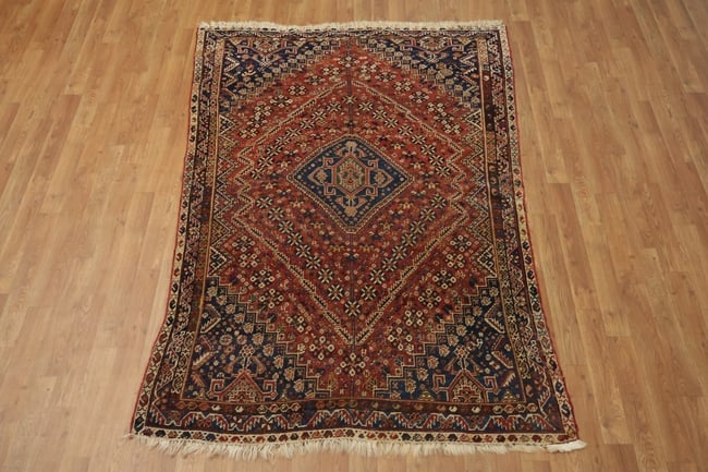 Pre-1900 Antique Qashqai Persian Rug 4'x6' - 2