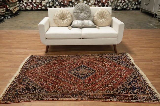 Pre-1900 Antique Qashqai Persian Rug 4'x6' - 3