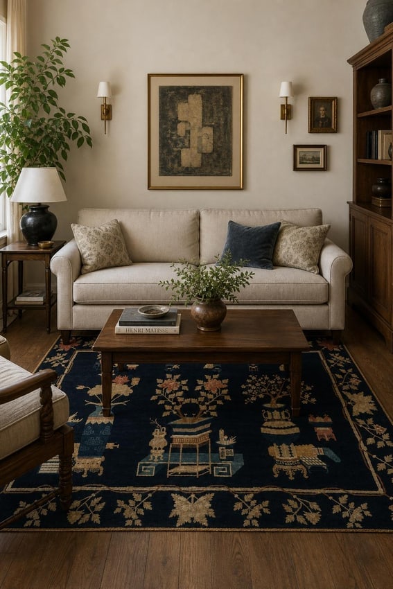 Antique Chinese Art Deco Wool Area Rug6x8 - 2