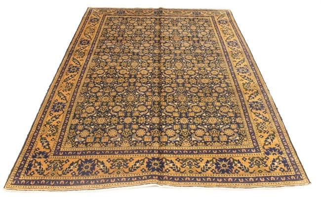 Semi Antique Purple Geometric 7'4X10'5 Ardabil Persian Rug - 7