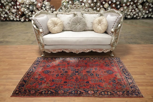 Antique Floral Wool Kashan Persian Rug 4x7 - 4