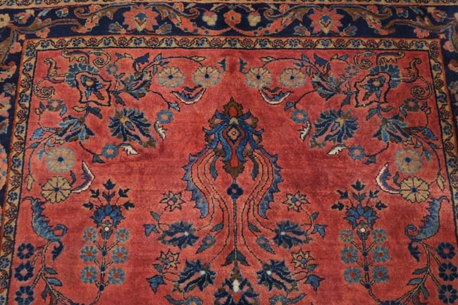 Antique Floral Wool Kashan Persian Rug 4x7 - 9