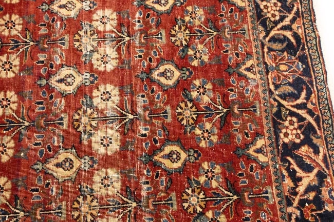 Semi Antique Red Floral 4'6X6'7 Mahal Persian Rug - 10