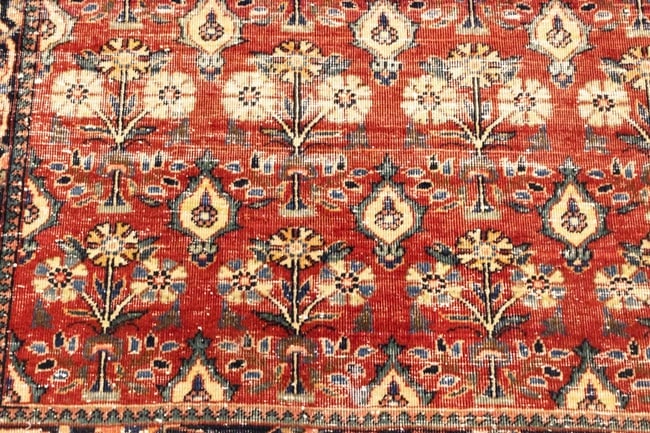 Semi Antique Red Floral 4'6X6'7 Mahal Persian Rug - 11