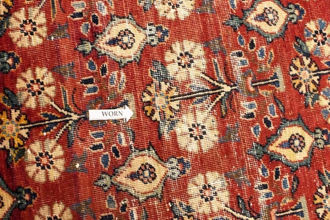 Semi Antique Red Floral 4'6X6'7 Mahal Persian Rug - 14
