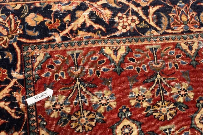Semi Antique Red Floral 4'6X6'7 Mahal Persian Rug - 16