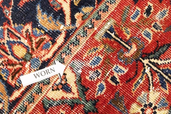 Semi Antique Red Floral 4'6X6'7 Mahal Persian Rug - 17