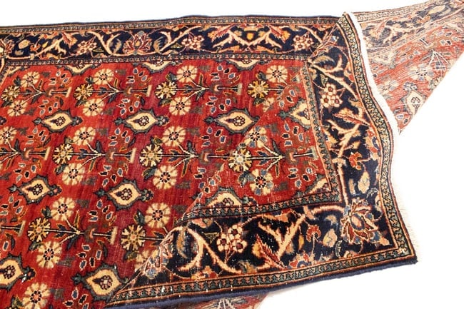 Semi Antique Red Floral 4'6X6'7 Mahal Persian Rug - 19