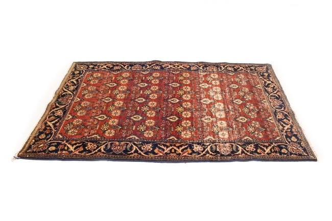 Semi Antique Red Floral 4'6X6'7 Mahal Persian Rug - 5