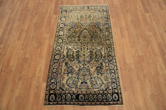 Antique Wool Sarouk Persian Runner Rug 2x5 - 3