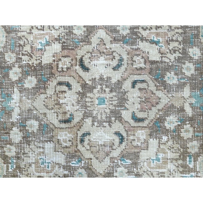 Red Clean Pure Wool Bohemian Worn Down Vintage Look Persian Tabriz Rug - 9