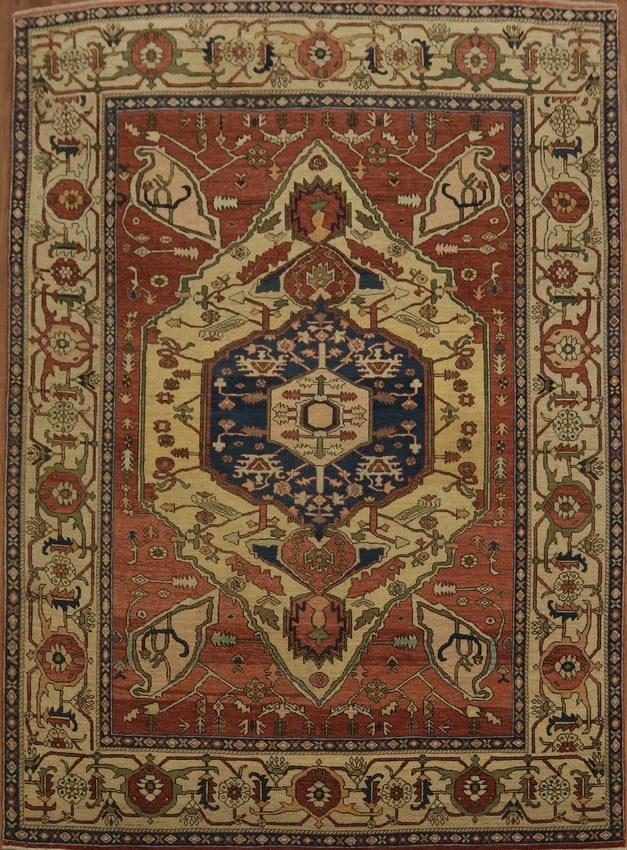 Antique Vegetable Dye Heriz Serapi Persian Area Rug 6x8: Title:Antique Vegetable Dye Heriz Serapi Persian Area Rug 6x8 Description:A Beautiful Genuine Iran ( Persia ) Heriz (serapi) rug is Hand Knotted by skillful weavers in Iran ( Persia ) wit