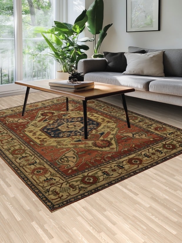 Antique Vegetable Dye Heriz Serapi Persian Area Rug 6x8 - 4
