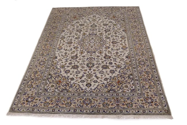 Vintage Cream 7X10 Traditional Kashan Persian Rug - 3
