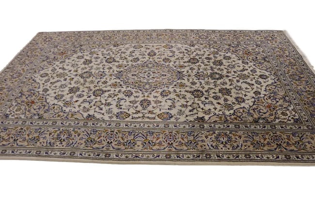 Vintage Cream 7X10 Traditional Kashan Persian Rug - 5