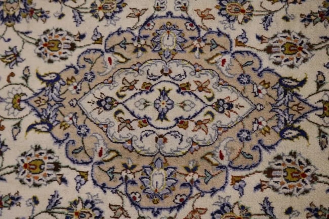 Vintage Cream 7X10 Traditional Kashan Persian Rug - 6
