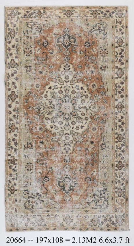 3'6'' x 6'5'' Handmade Vintage Wool Rug - 20664 (1 of 20)