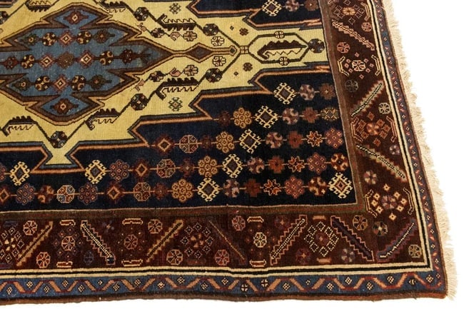 Antique Cream Tribal 4X6 Mazlaghan Persian Rug - 10