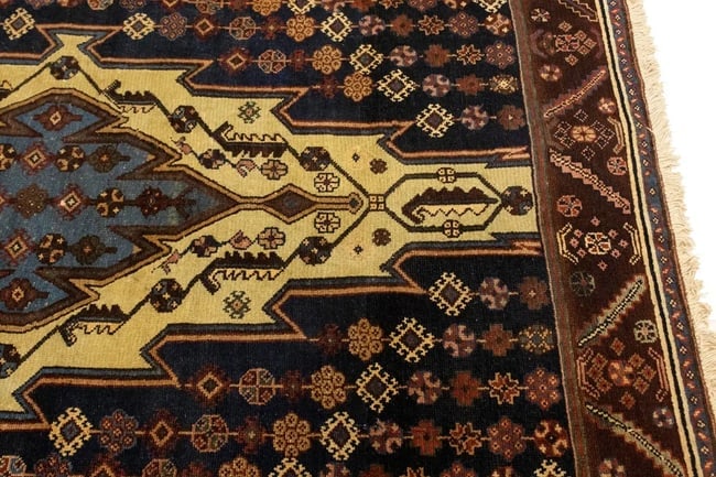 Antique Cream Tribal 4X6 Mazlaghan Persian Rug - 11