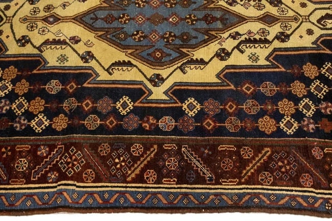 Antique Cream Tribal 4X6 Mazlaghan Persian Rug - 12