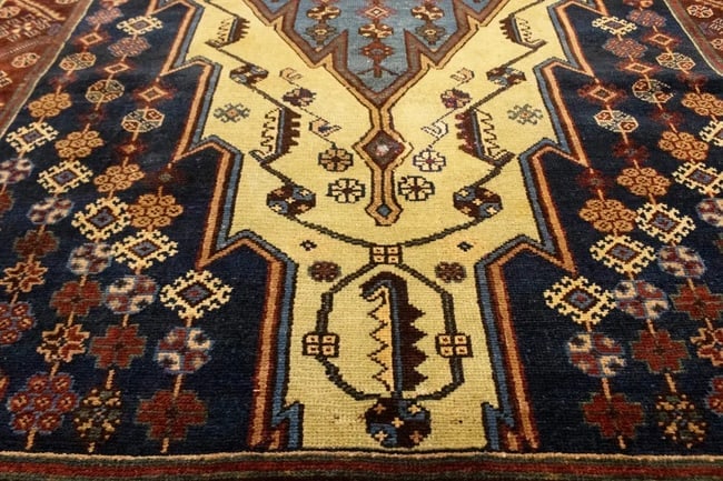 Antique Cream Tribal 4X6 Mazlaghan Persian Rug - 13