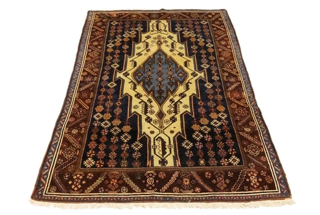 Antique Cream Tribal 4X6 Mazlaghan Persian Rug - 18