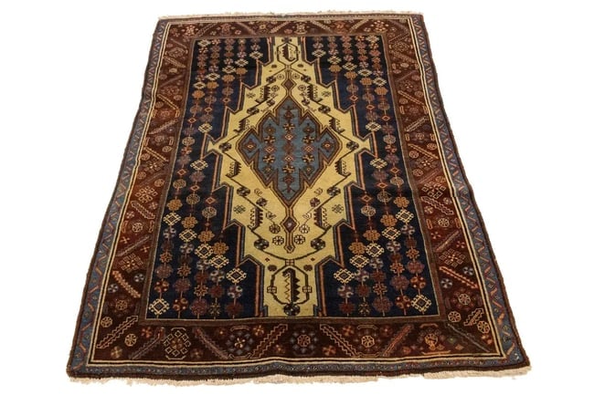 Antique Cream Tribal 4X6 Mazlaghan Persian Rug - 3