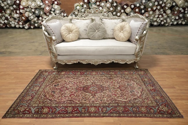 Pre-1900 Antique Isfahan Ahmad Wool Persian Rug 5x7 - 4