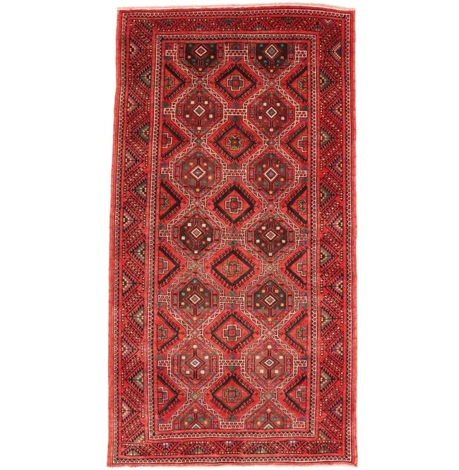 Vintage Red Tribal 5X10 Shiraz Lori Persian Rug: Title: Vintage Red Tribal 5X10 Shiraz Lori Persian Rug Description:Hand Knotted vintage 5X10 red Persian rug made with natural dyes (fine wool pile and cotton foundation), superior knot count, and
