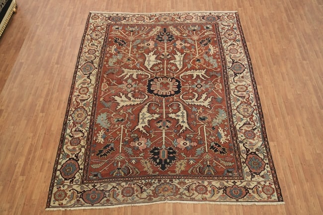 Pre-1900 Antique Heriz Serapi Persian Large Rug 10'x12' - 3