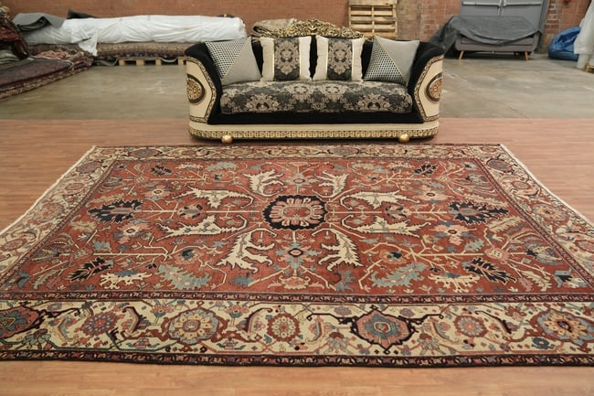 Pre-1900 Antique Heriz Serapi Persian Large Rug 10'x12' - 4