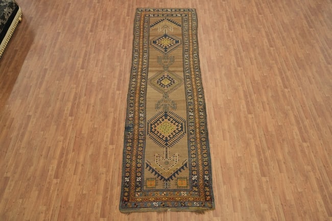 Antique Heriz Bakhshayesh Persian Runner Wool Rug 4x14 - 3
