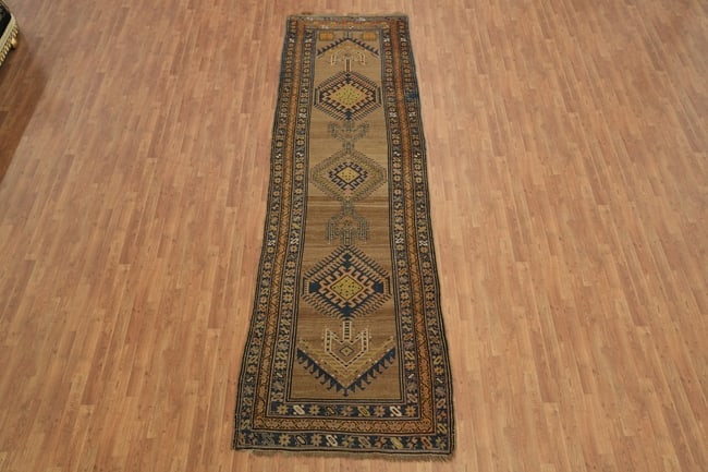 Antique Heriz Bakhshayesh Persian Runner Wool Rug 4x14 - 5